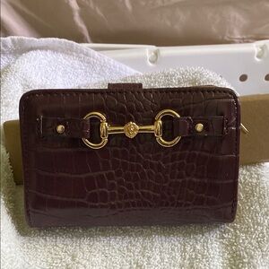 Anne Klein Dark Brown Crocodile-Embossed Wallet